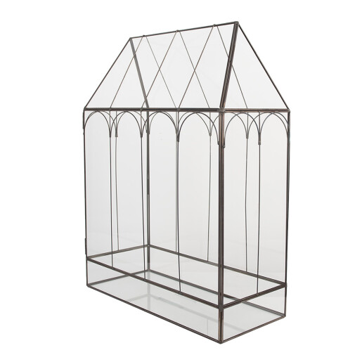 Mini sera fier gri sticla 35x15x46 cm