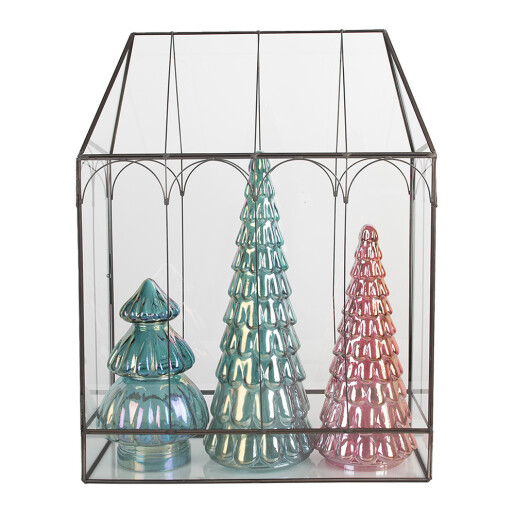 Mini sera fier gri sticla 35x15x46 cm