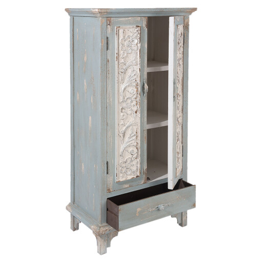 Comoda lemn verde alb vintage 67x38x143 cm