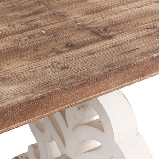 Masa din lemn maro si alb antichizat 180 cm x 90 cm x 82 h