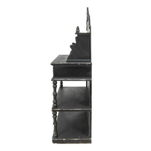 Consola, 2 sertare lemn, negru antichizat, 81x41x142 cm
