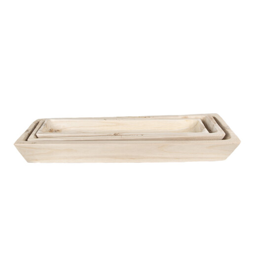 Set 3 boluri decorative lemn natur 70x20x9 cm, 66x15x7 cm, 61x11x6 cm