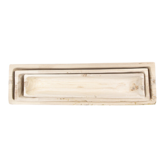 Set 3 boluri decorative lemn natur 70x20x9 cm, 66x15x7 cm, 61x11x6 cm