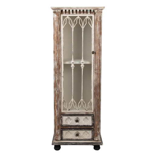 Vitrina lemn bej maro vintage 49x35x135 cm