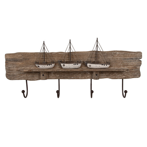 Cuier perete lemn maro Barcute 63x8x27 cm