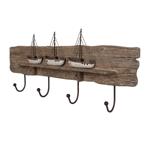 Cuier perete lemn maro Barcute 63x8x27 cm