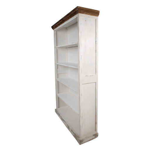Biblioteca lemn alb maro vintage 120x36x195 cm