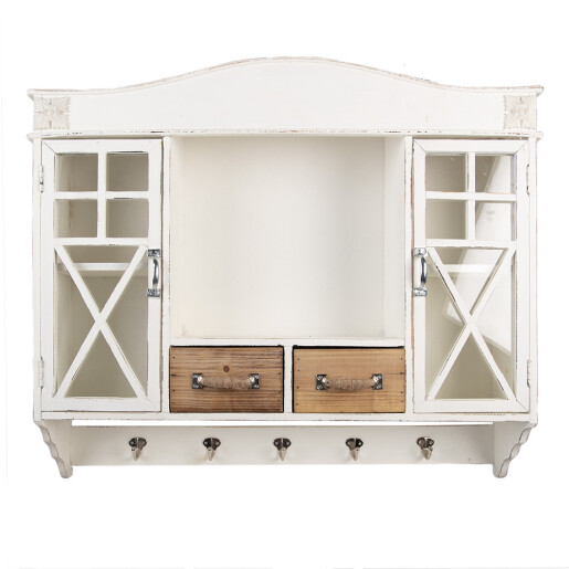 Raft perete lemn alb maro vintage 76x16x65 cm