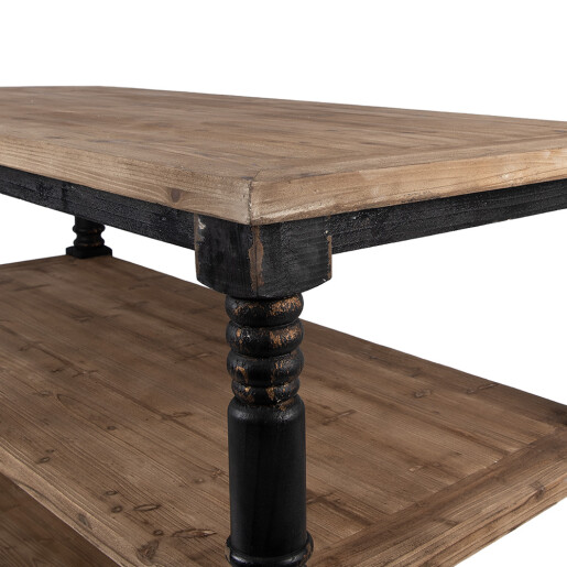 Masa dining lemn masiv negru maro vintage 180x100x85 cm
