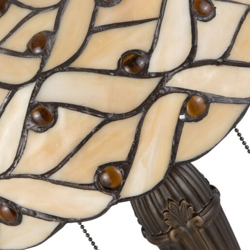 Veioza cu baza polirasina maro si abajur din sticla Tiffany 30x50 cm