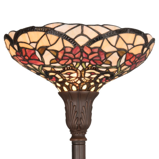 Lampadar cu baza din polirasina maro si abajur sticla Tiffany Ø 35 cm x 180 h