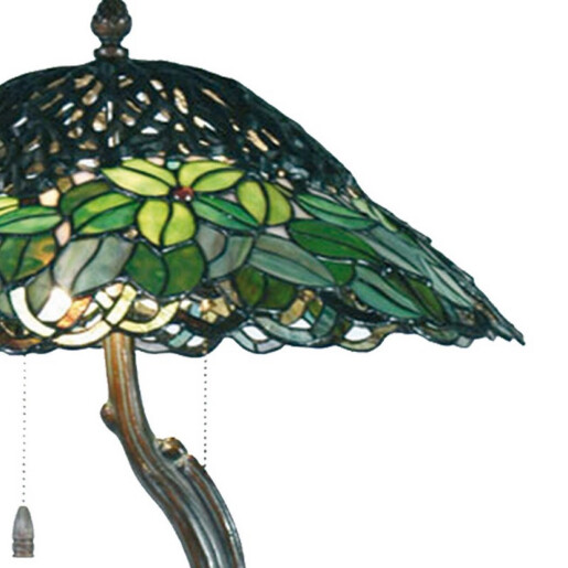 Veioza cu baza din polirasina maro si abajur din sticla Tiffany 47x58 cm