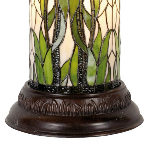 Veioza cu baza din polirasina maro si abajur din sticla Tiffany 31x78 cm