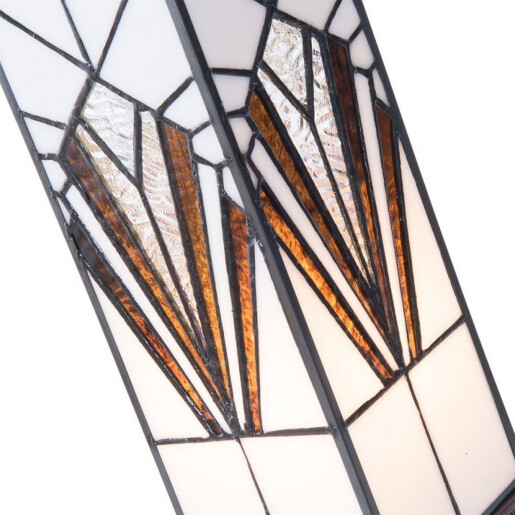 Veioza cu baza din polirasina maro abajur din sticla Tiffany 12x12x35 cm