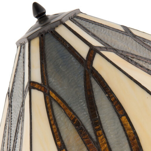 Veioza cu baza din polirasina maro si abajur din sticla Tiffany 51x44x66 cm