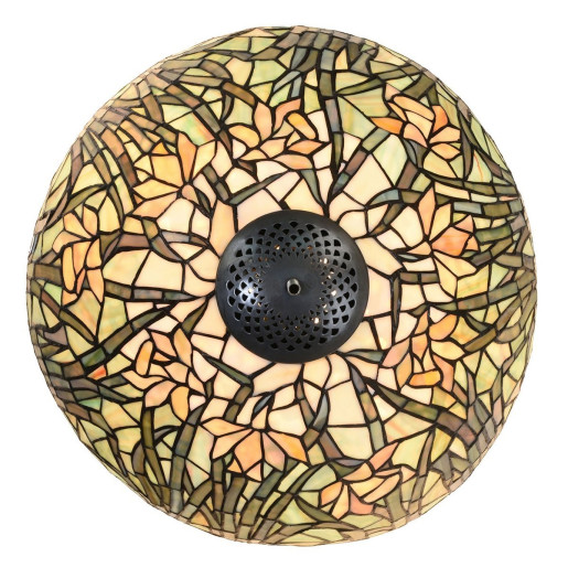 Veioza cu baza din polirasina maro si abajur din sticla Tiffany II Ø 40x60 cm