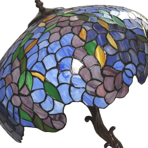 Veioza cu baza din polirasina maro si abajur din sticla Tiffany Ø 43x61 cm