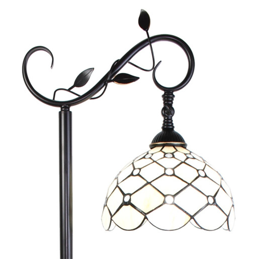 Lampadar polirasina sticla bej maro Tiffany 36x25x152 cm