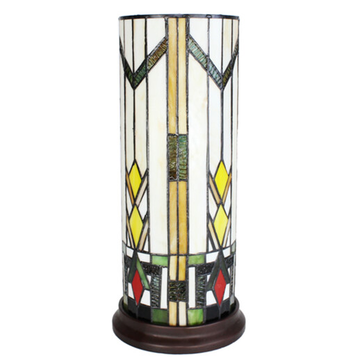 Veioza decorativa sticla galbena polirasina  maro Tiffany 18x40 cm