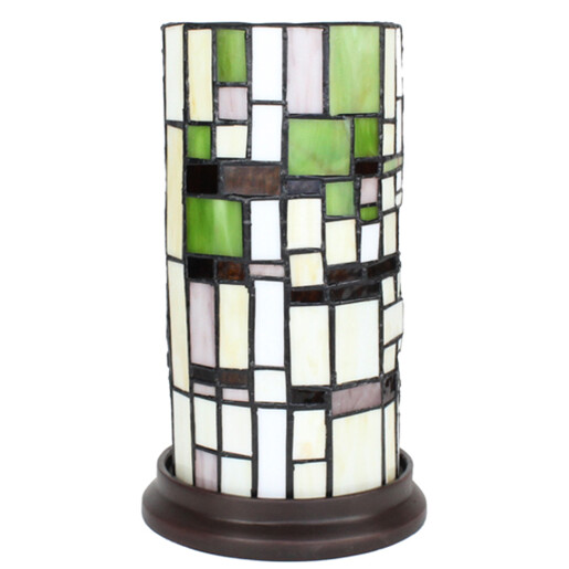 Veioza sticla bej polirasina maro Tiffany 15x26 cm