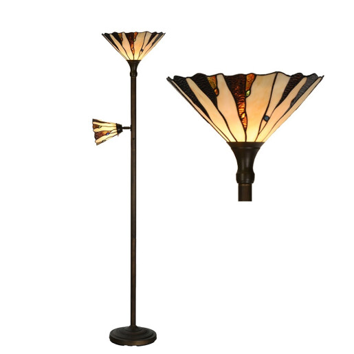 Lampadar metal sticla multicolora Tiffany 38x178 cm 