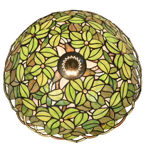 Plafoniera Tiffany metal sticla maro verde 41x24 cm