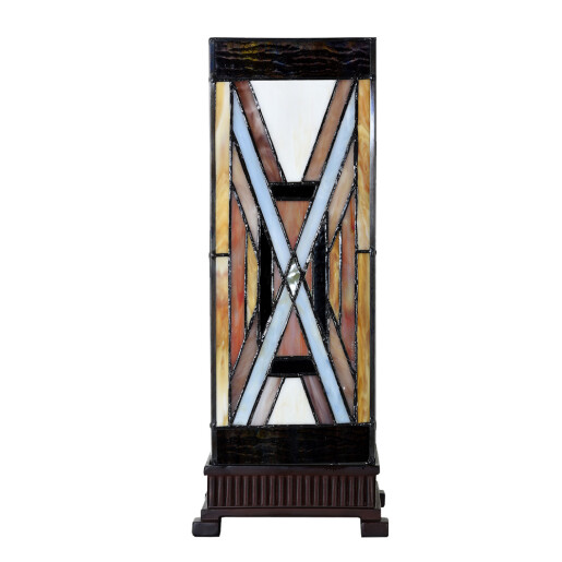 Veioza Tiffany polirasina sticla multicolora 17x17x44 cm E27