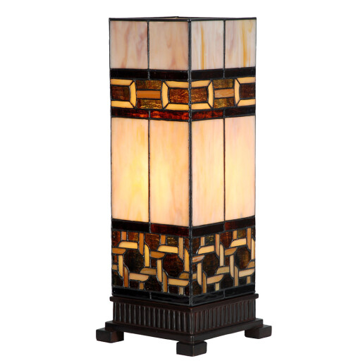 Veioza Tiffany polirasina sticla maro 17x17x44 cm E27