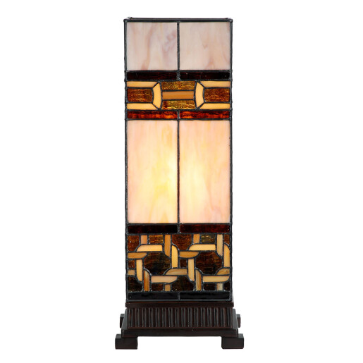Veioza Tiffany polirasina sticla maro 17x17x44 cm E27