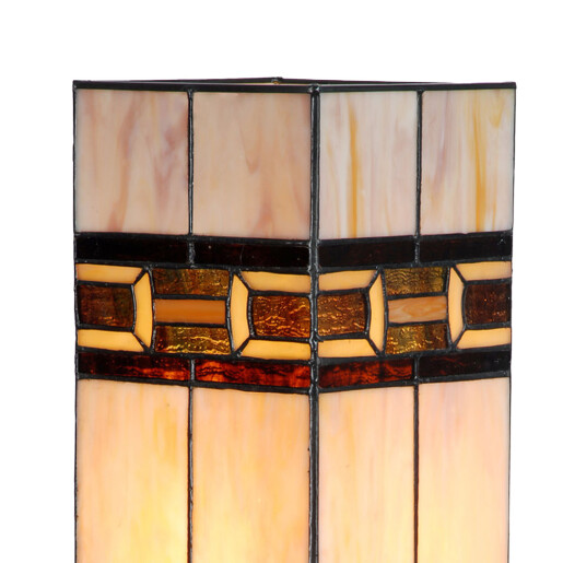 Veioza Tiffany polirasina sticla maro 17x17x44 cm E27