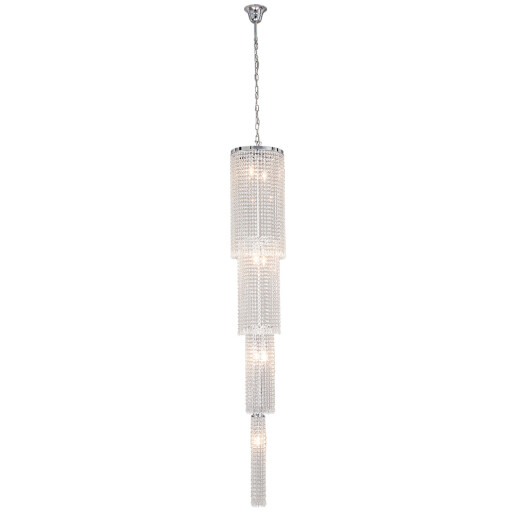 Candelabru metal argintiu sticla transparenta 30x185/245 cm