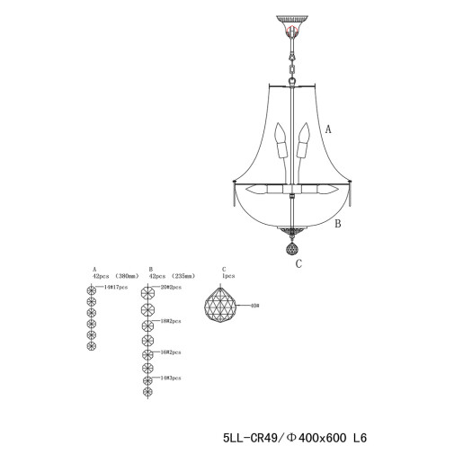 Candelabru metal argintiu sticla 40x64/184 cm