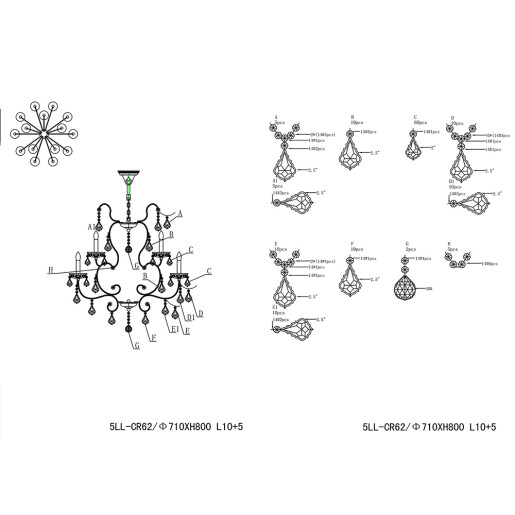 Candelabru metal argintiu sticla transparenta 71x80 cm