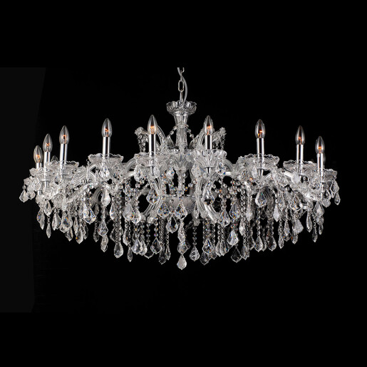 Candelabru metal argintiu sticla transparenta 120x64 cm