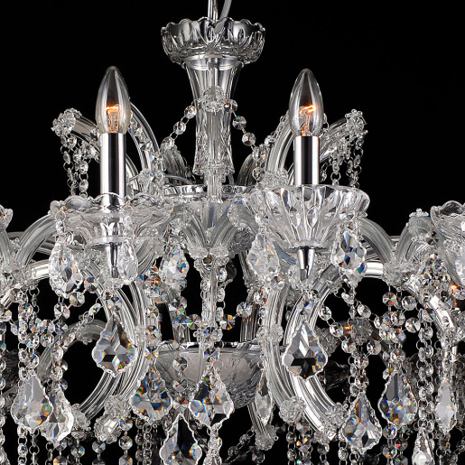 Candelabru metal argintiu sticla transparenta 120x64 cm