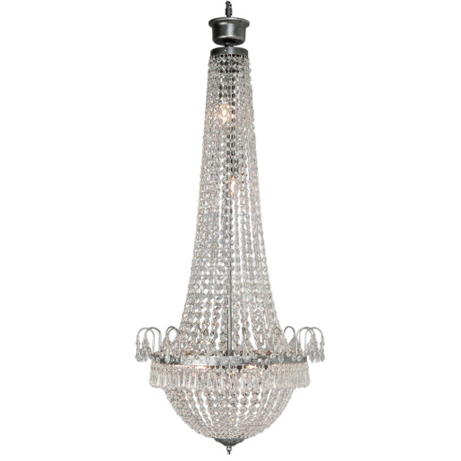 Candelabru metal argintiu sticla transparenta 50x113 cm
