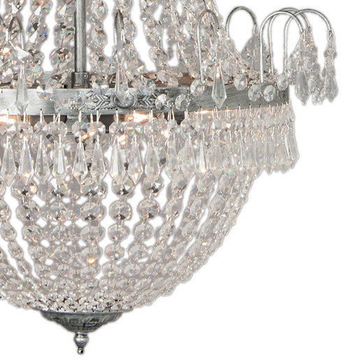 Candelabru metal argintiu sticla transparenta 50x113 cm