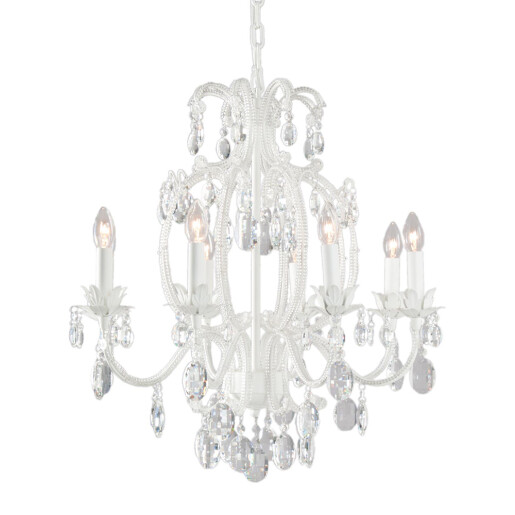 Candelabru metal alb sticla transparenta 70x70 cm
