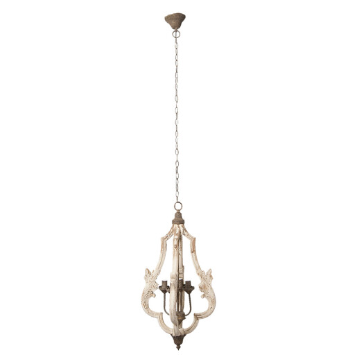 Lustra fier maro lemn alb antichizat 40x79 cm