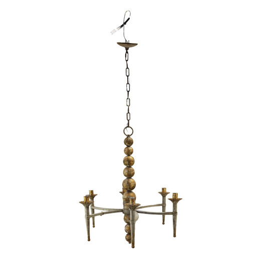 Candelabru fier lemn bej auriu 69x61x79 cm