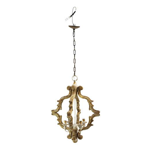 Lustra fier maro lemn auriu 41x41x75 cm