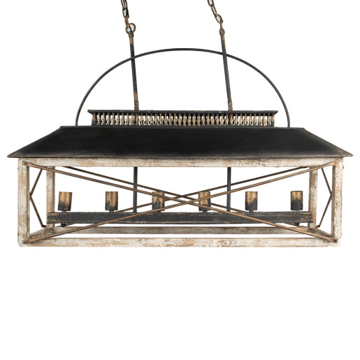 Lustra fier negru lemn maro 99x30x70 cm