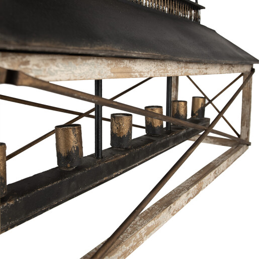 Lustra fier negru lemn maro 99x30x70 cm