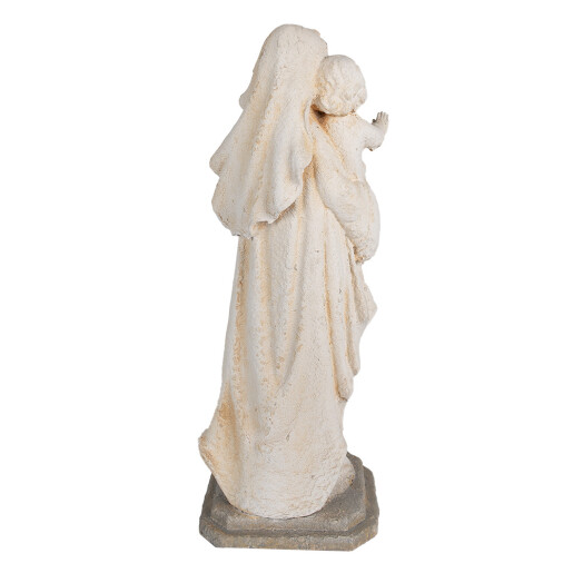 Figurina Fecioara Maria si Pruncul Isus ceramica bej 22x17x55 cm