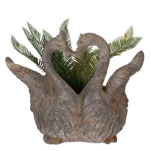 Ghiveci flori ceramica gri Lebede 49x27x37 cm