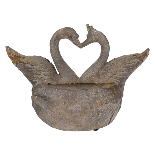 Ghiveci flori ceramica gri Lebede 49x27x37 cm
