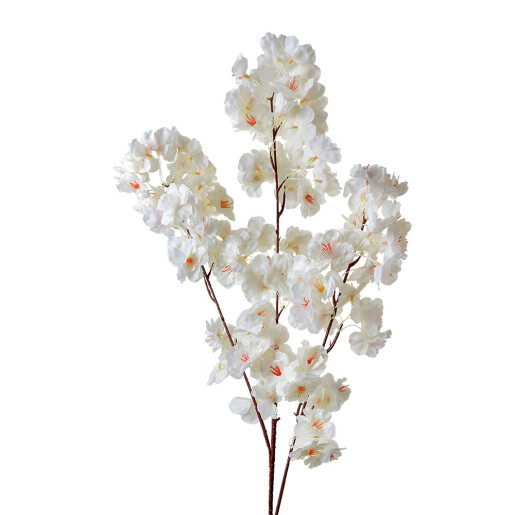 Set 3 crengute flori Piersic artificiale alb maro 20x10x106 cm