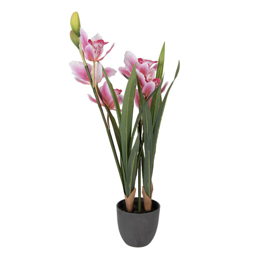 Flori artificiale roz verzi in ghiveci 14x14x55 cm