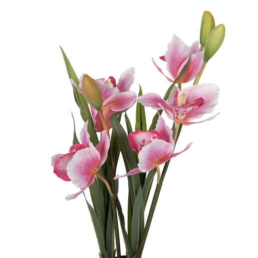 Flori artificiale roz verzi in ghiveci 14x14x55 cm