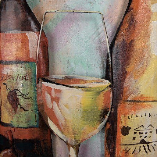Tablou decorativ metal multicolor Wine 120x6x80 cm